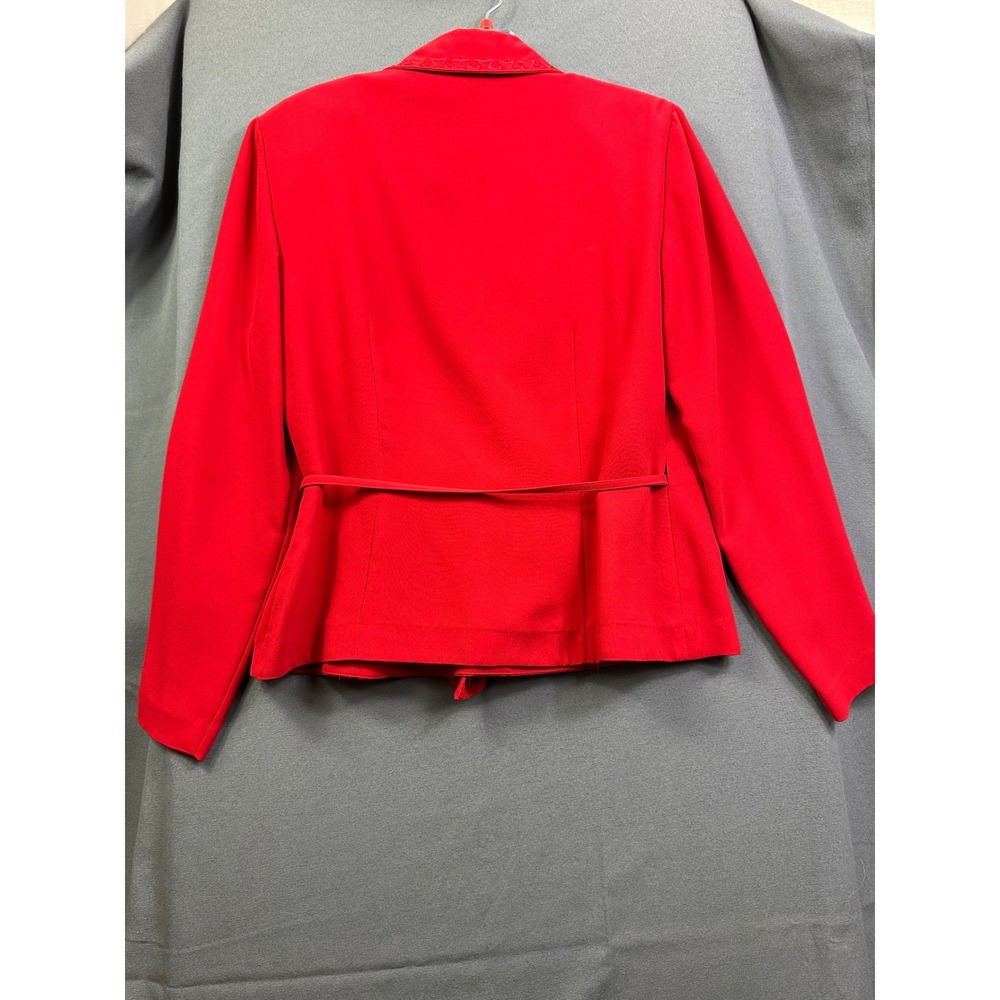 Plaza South Red Wrap Jacket Embroidered Trim Side Tie Blazer Size 8 0225445 - Picture 10 of 14